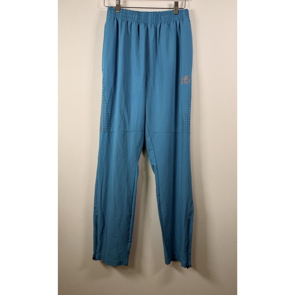 New Balance Men's Blue Track Pants M Drawstring Elastic Waist Zip Ankles